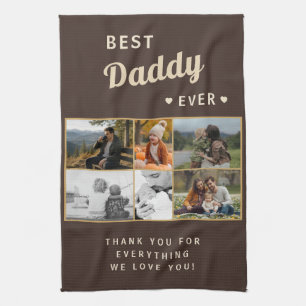 Best Daddy Ever Family Father's Day 6 Photo Kitchen Towel