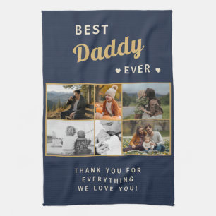 Best Daddy Ever Family Father's Day 6 Photo Kitchen Towel