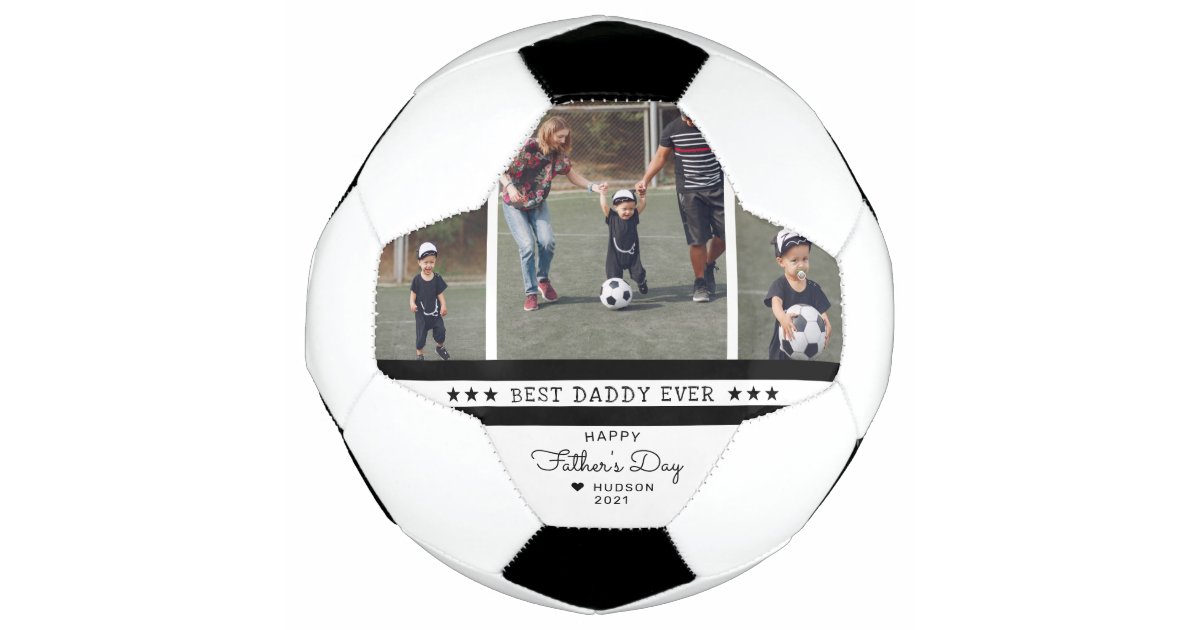 Best Daddy Ever | Father's Day 3 Photo Collage Soccer Ball | Zazzle