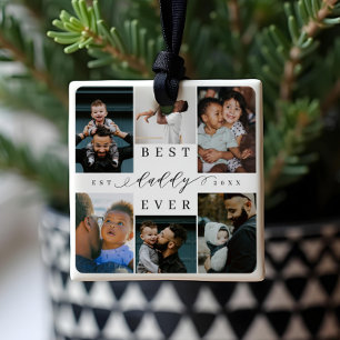 Best Daddy Ever Father's Day 6 Photo Collage Ceramic Ornament