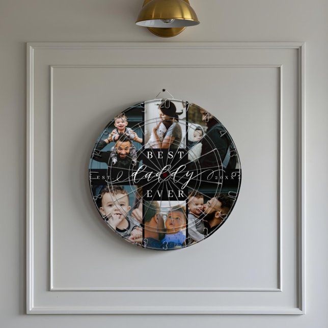 Best Daddy Ever | Father's Day 6 Photo Collage Dart Board (Best Daddy Ever | Father's Day 6 Photo Collage Dart Board)