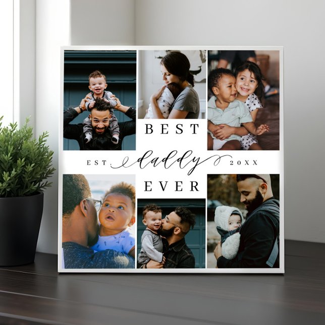 Best Daddy Ever | Father's Day 6 Photo Collage Plaque (Best Daddy Ever | Father's Day 6 Photo Collage Plaque)