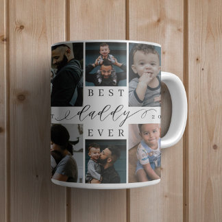 Best Daddy Ever | Father's Day 8 Photo Collage Two-Tone Coffee Mug