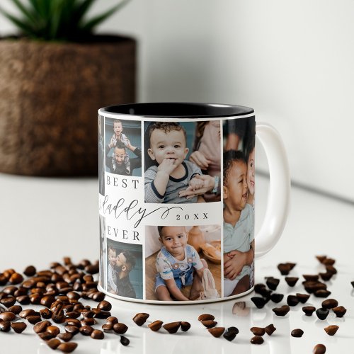 Best Daddy Ever  Fathers Day 8 Photo Collage Two_Tone Coffee Mug