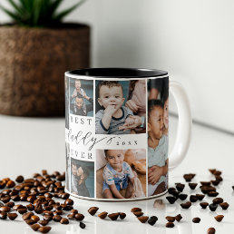 Best Daddy Ever | Father&#39;s Day 8 Photo Collage Two-Tone Coffee Mug