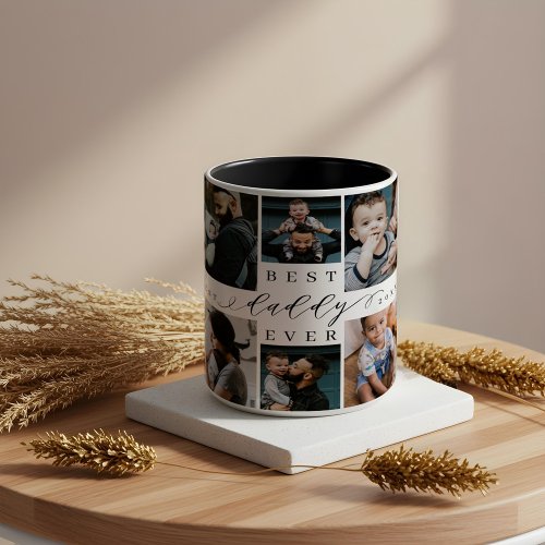 Best Daddy Ever  Fathers Day 8 Photo Collage Two_Tone Coffee Mug