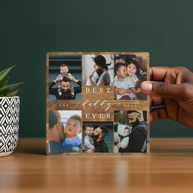 Best Daddy Ever Father's Day Gift Photo Woodgrain Plaque (Best Daddy Ever Father's Day Gift Photo Woodgrain Plaque)