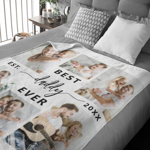 Best Daddy Ever _ Fathers Day Photo Collage Fleece Blanket