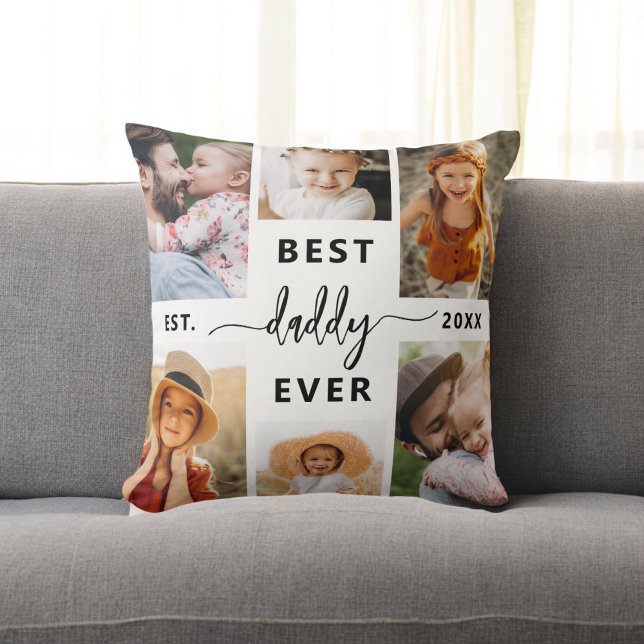 Best Daddy Ever - Father's Day Photo Collage Throw Pillow (Creator Uploaded)
