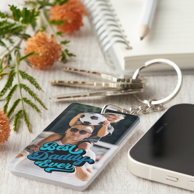 Best Daddy Ever | Fathers Day Photo Keychain (Front Right)