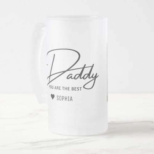Best Daddy Ever Fathers Day Photo Personalized Frosted Glass Beer Mug