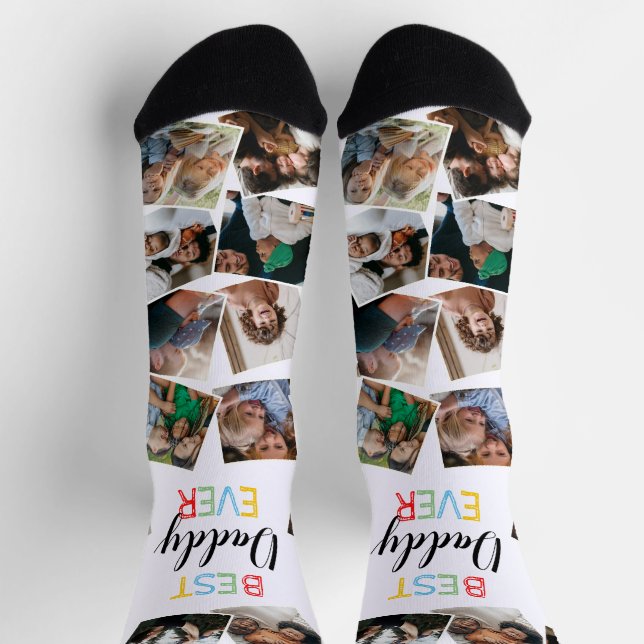 Best Daddy Ever Fun Photo Collage Socks (Top)