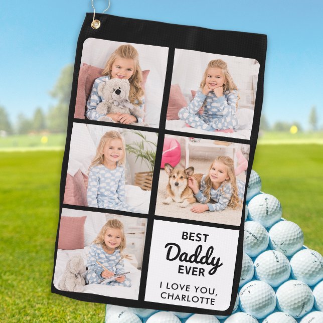 Best DADDY Ever - Golfer - Personalized 5 Photo Golf Towel (Creator Uploaded)