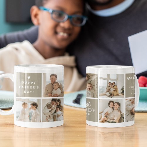 Best Daddy Ever Message Custom 7 Photo Collage Coffee Mug