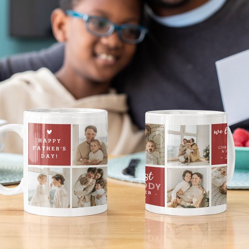 Best Daddy Ever Message Custom 7 Photo Collage Coffee Mug