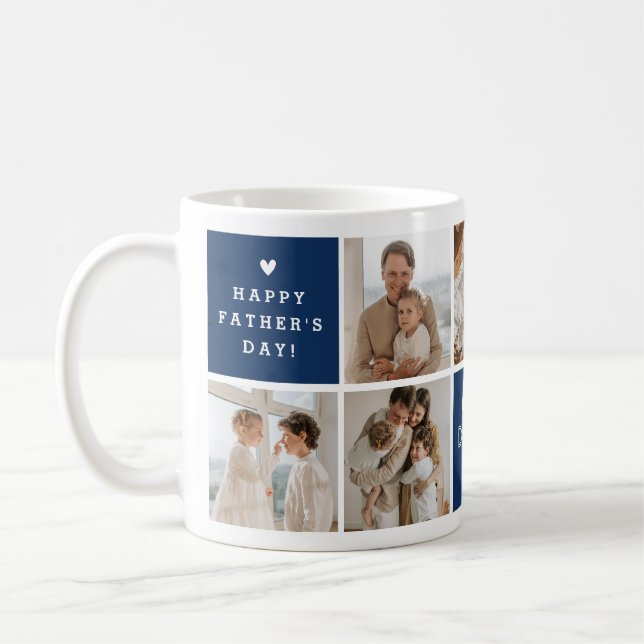 'Best Daddy Ever' Message Custom 7 Photo Collage Coffee Mug (Left)