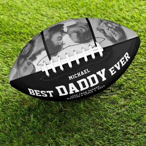 BEST DADDY EVER Modern Cool Black and White Football