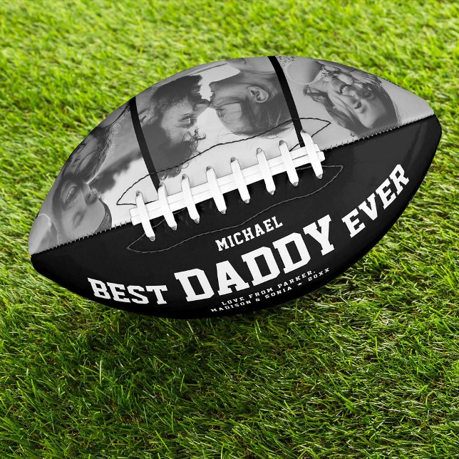 BEST DADDY EVER Modern Cool Black and White Football (Creator Uploaded)