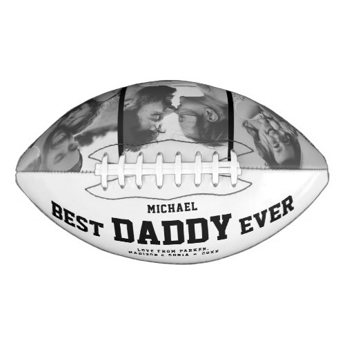 BEST DADDY EVER Modern Cool Black and White Football