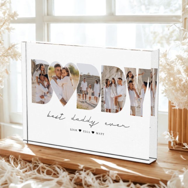 Best Daddy Ever Modern Photo Collage Father's Day Block (Creator Uploaded)