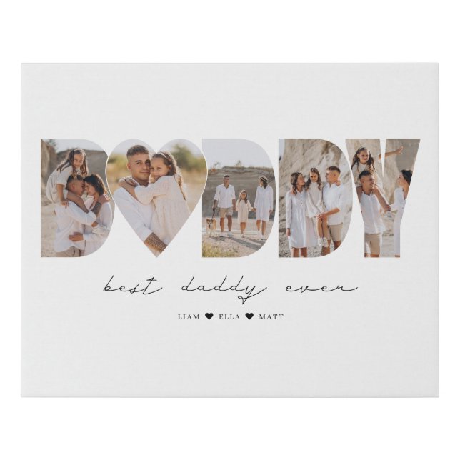 Best Daddy Ever Modern Photo Collage Father's Day Faux Canvas Print (Front)