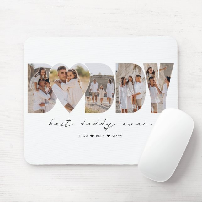 Best Daddy Ever Modern Photo Collage Father's Day Mouse Pad (With Mouse)