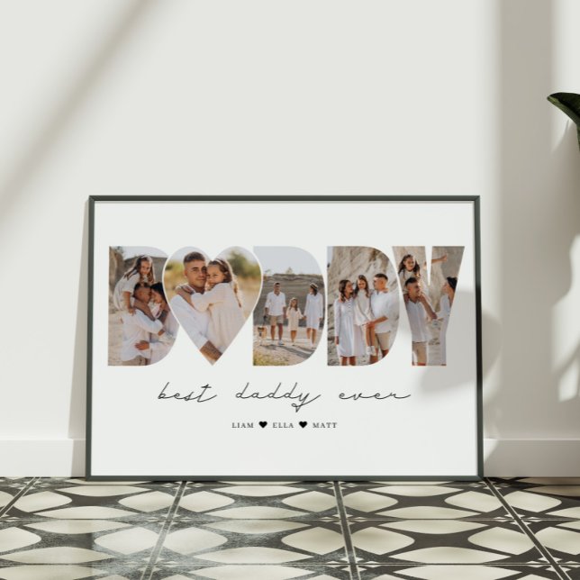Best Daddy Ever Modern Photo Collage Father's Day Poster (Creator Uploaded)