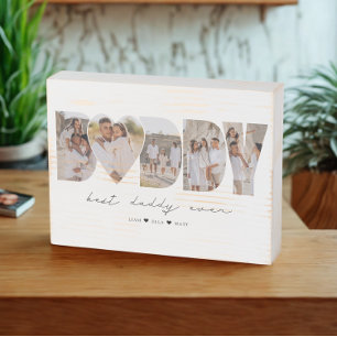 Best Daddy Ever Modern Photo Collage Father's Day Wooden Box Sign