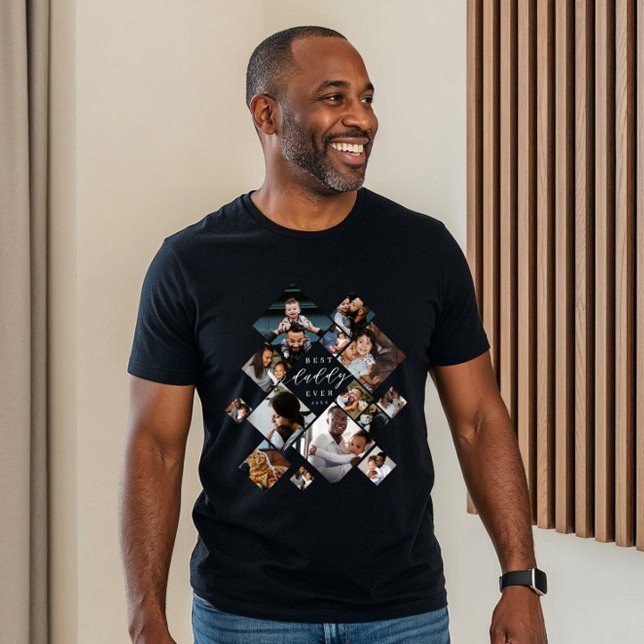 Best Daddy Ever Modern Photo Collage Personalized Tri-Blend Shirt (Best Father Ever Modern Photo Collage Personalized Tri-Blend Shirt)