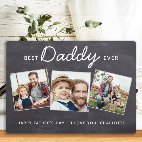Best DADDY Ever Personalized 3 Photo Fathers Day Plaque