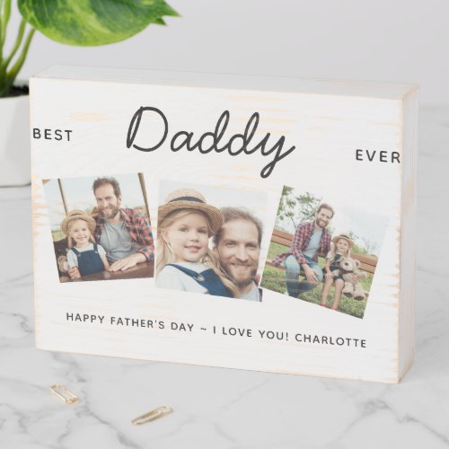 Best DADDY Ever Personalized 3 Photo Father's Day  Wooden Box Sign - Surprise dad this fathers day with a personalized 3 photo plaque.  
"Best DADDy Ever" Personalize this dad plaque with favorite photos, message and name.. Visit our collection for the best dad father's day gifts and personalized dad gifts. COPYRIGHT © 2020 Judy Burrows, Black Dog Art - All Rights Reserved. Best DADDY Ever Personalized 3 Photo Father's Day Wooden Box Sign