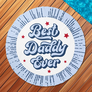 Best daddy ever photo blue retro fathers day beach towel
