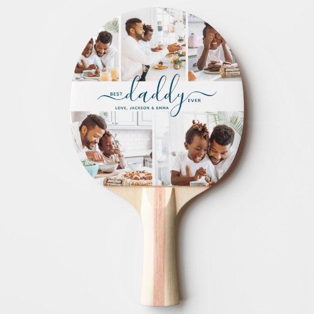 Best Daddy Ever  Photo Collage Father's Day Gift Ping Pong Paddle (Front)