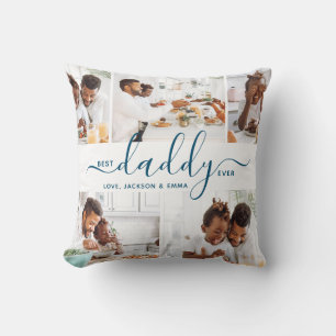 Best Daddy Ever Photo Collage Father's Day Gift Throw Pillow