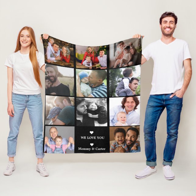 "Best Daddy Ever" photo collage Fleece Blanket (In Situ)