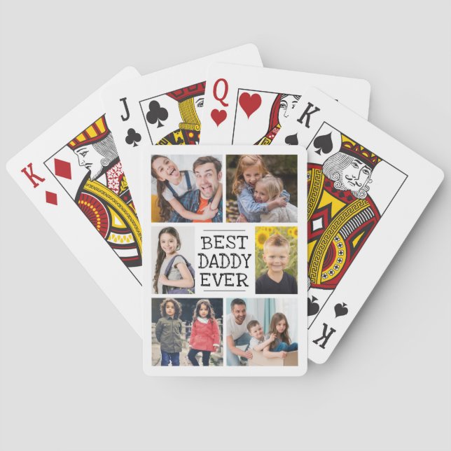 Best Daddy Ever Photo Collage Poker Cards (Back)