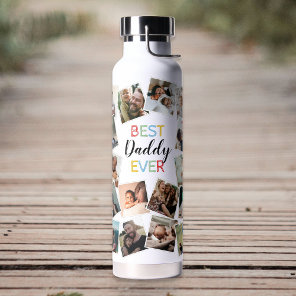 Best Daddy Ever Photo Collage Water Bottle