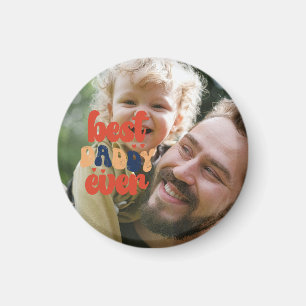 Best Daddy Ever Retro Personalized Photo   Magnet