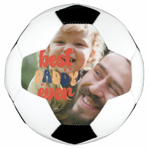 Best Daddy Ever Retro Personalized Photo Soccer Ball