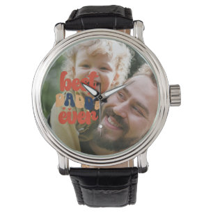 Best Daddy Ever Retro Personalized Photo Watch