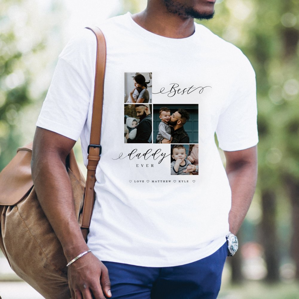 Discover Best Daddy Ever Script | Family Photo Keepsake Personalized T-Shirt