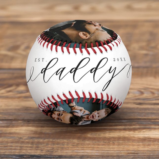 Best Daddy Ever Script Father's Day Photo Collage Baseball (Creator Uploaded)