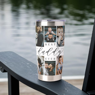 Best Daddy Ever Script Father's Day Photo Collage Insulated Tumbler