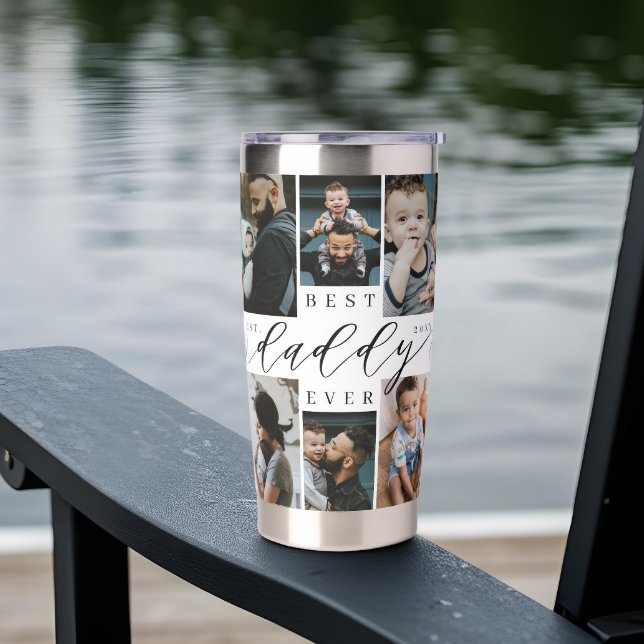 Best Daddy Ever Script Father's Day Photo Collage Insulated Tumbler (Best Daddy Ever Script Father's Day Photo Collage Insulated Tumbler)