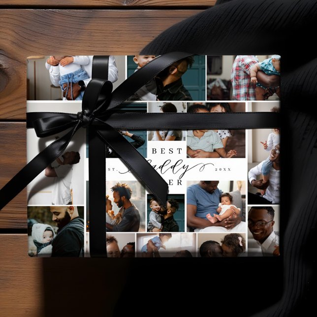Best Daddy Ever Script Fathers Day Photo Collage Wrapping Paper Sheets (Best Daddy Ever Script Fathers Day Photo Collage Wrapping Paper Sheets)