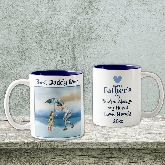 Best Daddy Ever Two-Tone Coffee Mug (Personalize to add your names/dates.  Customize to change text, color or style.)