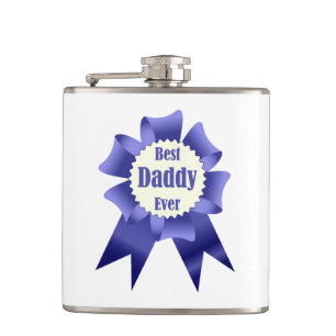 Best Daddy Ever winner award ribbon for Father Flask