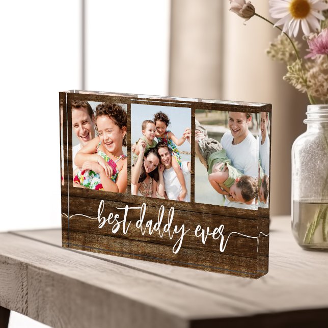 Best Daddy Ever Wood Father's Day Photo Collage Block (Creator Uploaded)