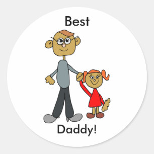 Best Daddy Father's Day Father Daughter Cartoon Classic Round Sticker
