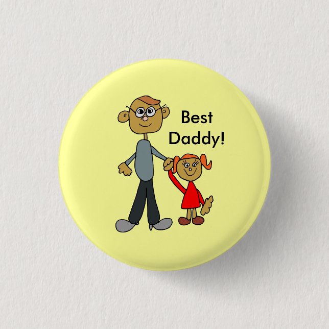 Best Daddy Father's Day Father Daughter Cartoon Pinback Button (Front)